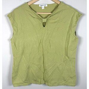 Coldwater Creek Tank Top Size L Green Sleeveless Top Keyhole Neck Detail
